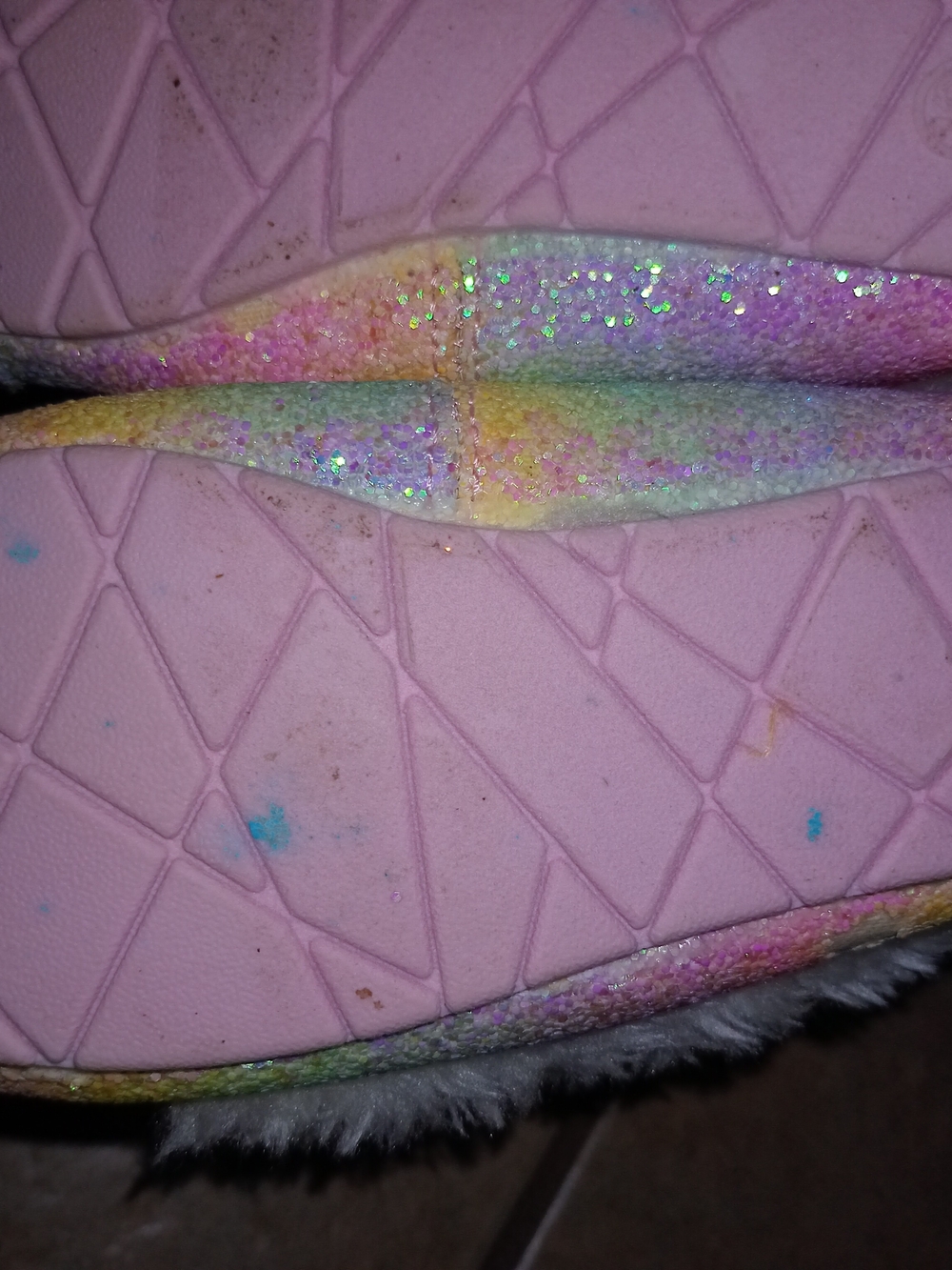 Skechers Girls Pink Glitter Faux-Fur Lined Moccasins with Rainbow Sparkle - Picture 5 of 5
